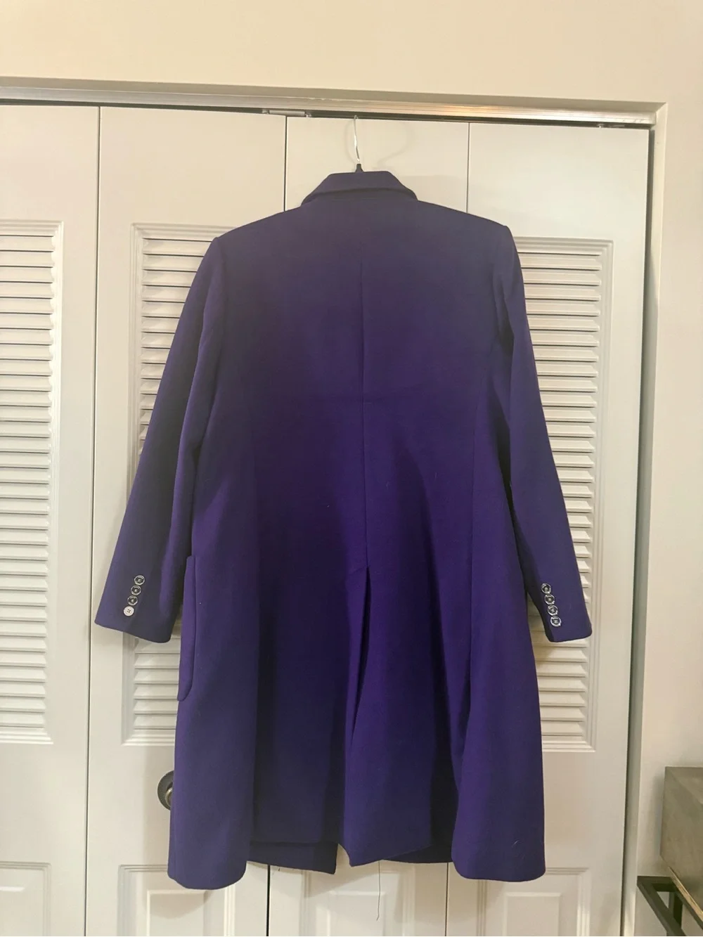 Michael Kors Double-Breasted Purple Coat with Gold Buttons